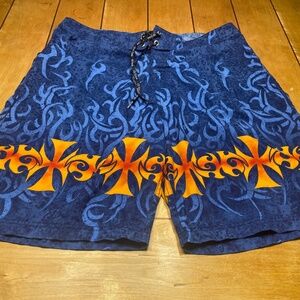Vintage 90s MCD More Core Division Nylon Board Shorts 38x9 Blue Surf Swim Beach